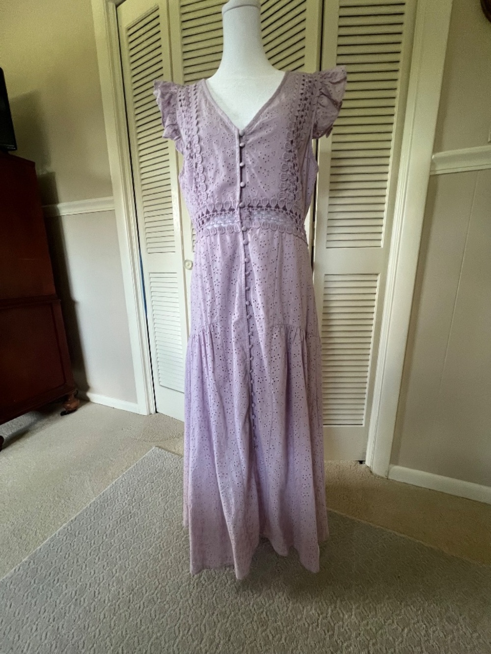 Lilac eyelet Altered State dress size large - Picture 3 of 14